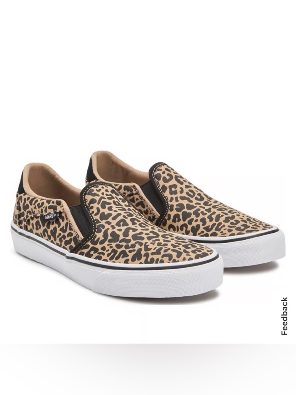 Women’s Vans Asher Deluxe Leopard Print Slip-On Sneakers - Tan/Black Size 7.5